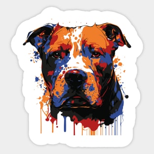 Colorful American pit bull face art Sticker